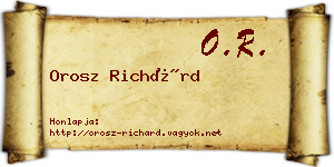 Orosz Richárd névjegykártya